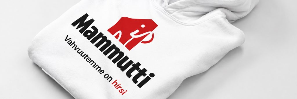 Valkoinen paita, jossa Mammutti-logo